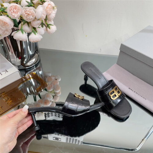 High Quality Luxury Balenciaga Double B Buckle Stiletto Sandals product detail