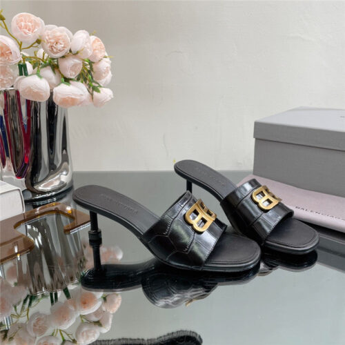 High Quality Luxury Balenciaga Double B Buckle Stiletto Sandals