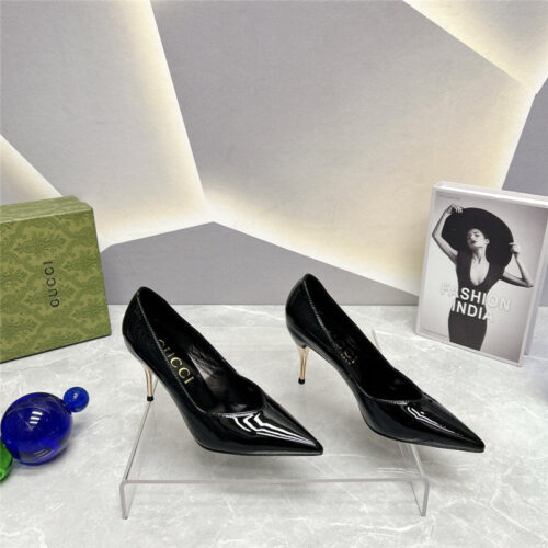 High Quality Luxury Gucci Pointed Toe Metal High-Heeled Shoes – Style 62739