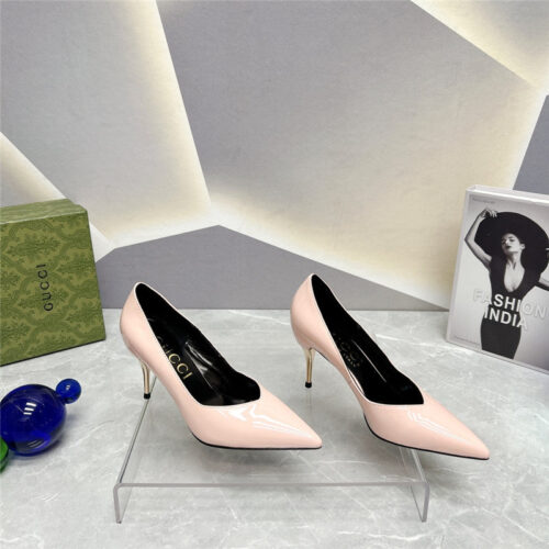 High Quality Luxury Gucci Pointed Toe Metal High-Heeled Shoes