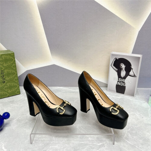 High Quality Luxury Gucci Round Toe Platform High Heels