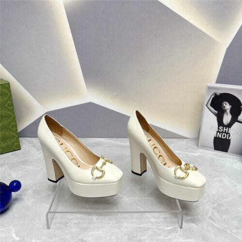 High Quality Luxury Gucci Round Toe Platform High Heels – Style 77395