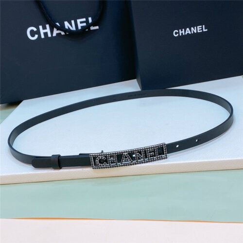 High Quality Luxury Chanel Stainless Steel Buckle Diamond Calfskin Belt