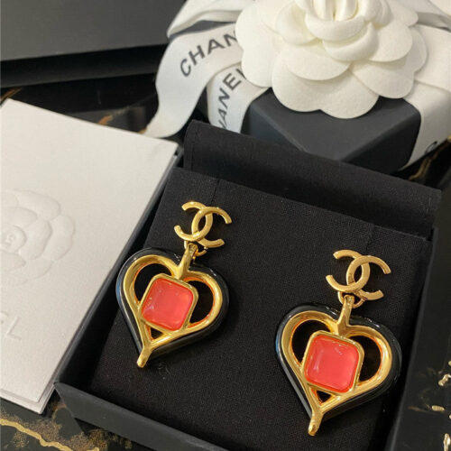 High Quality Luxury Chanel Ruby Embellished Earrings product detail