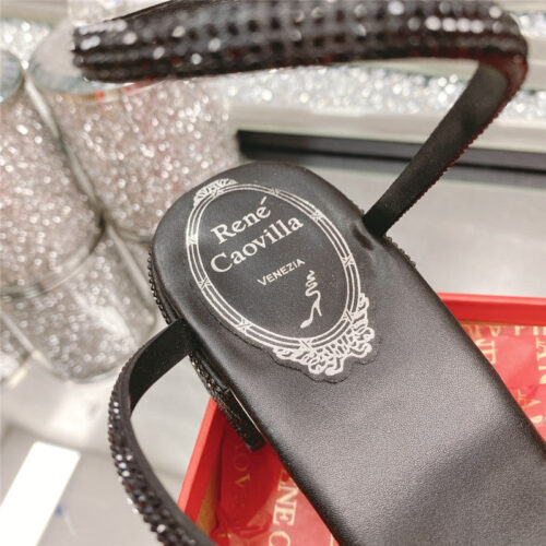 High Quality Luxury Rene Caovilla Snake Crystal Chunky Heel Sandals – Style 47014 product detail