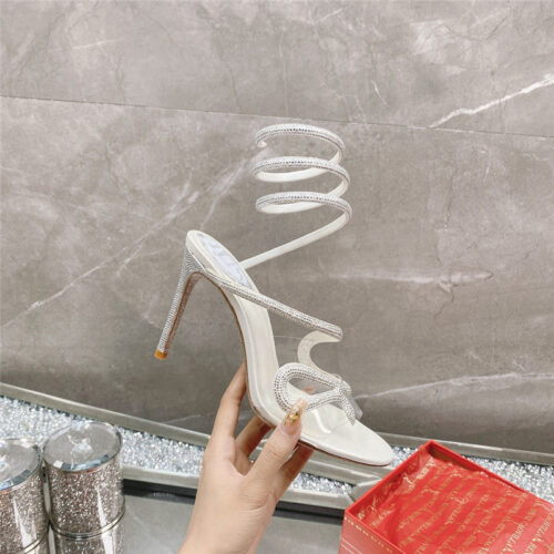 High Quality Luxury Rene Caovilla Snake Crystal High Heel Sandals – Style 64518 product detail