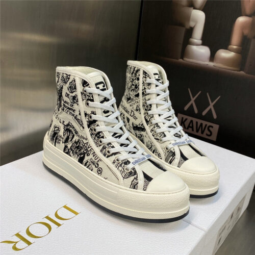 High Quality Luxury Dior Couple Models Thick Bottom Strap High Top Casual Shoes – Style 50054