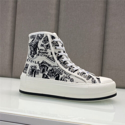 High Quality Luxury Dior Couple Models Thick Bottom Strap High Top Casual Shoes – Style 50054 product detail