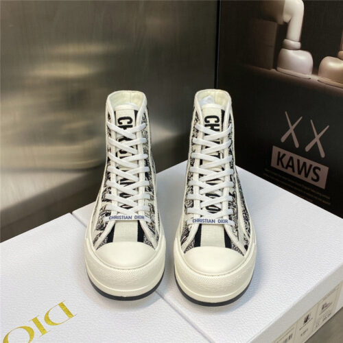 High Quality Luxury Dior Couple Models Thick Bottom Strap High Top Casual Shoes – Style 50054 product detail