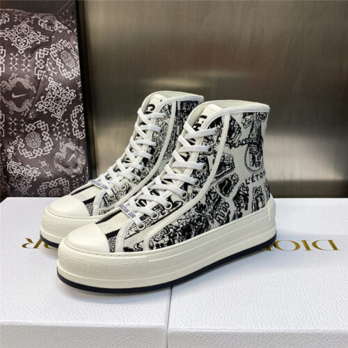 High Quality Luxury Dior Couple Models Thick Bottom Strap High Top Casual Shoes – Style 50054 alternate view