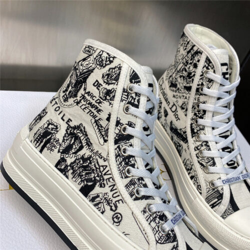 High Quality Luxury Dior Couple Models Thick Bottom Strap High Top Casual Shoes – Style 50054 product detail