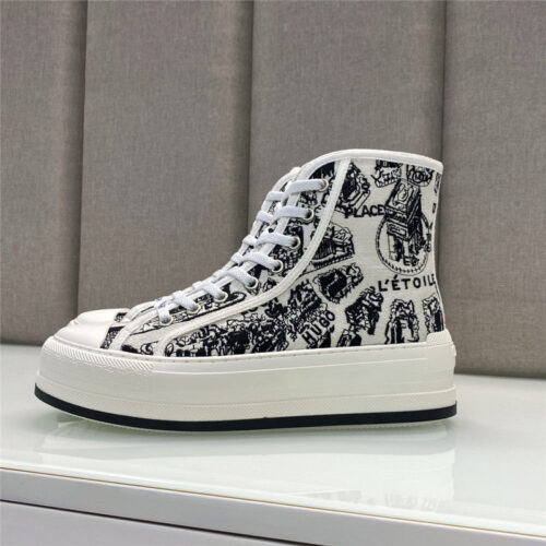 High Quality Luxury Dior Couple Models Thick Bottom Strap High Top Casual Shoes – Style 50054 product detail
