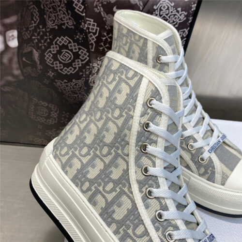 High Quality Luxury Dior Couple Models Thick Bottom Strap High Top Casual Shoes – Style 65318 product detail