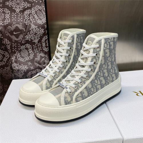 High Quality Luxury Dior Couple Models Thick Bottom Strap High Top Casual Shoes – Style 65318 product detail