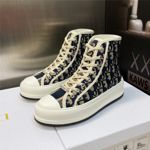 High Quality Luxury Dior Couple Models Thick Bottom Strap High Top Casual Shoes alternate view
