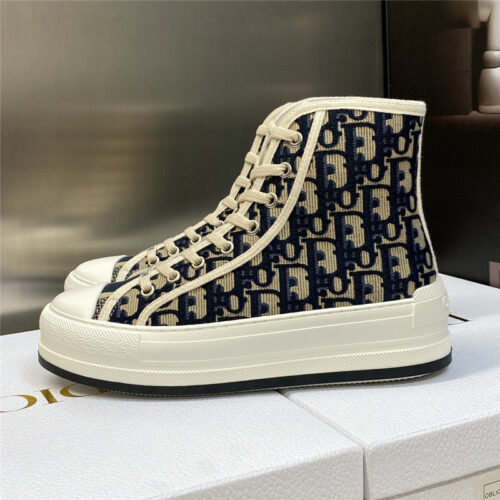 High Quality Luxury Dior Couple Models Thick Bottom Strap High Top Casual Shoes product detail