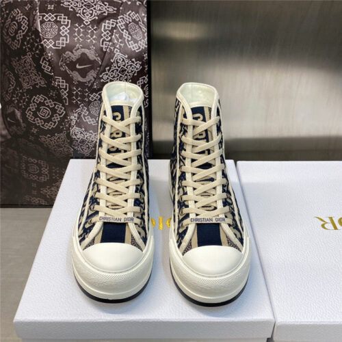High Quality Luxury Dior Couple Models Thick Bottom Strap High Top Casual Shoes product detail