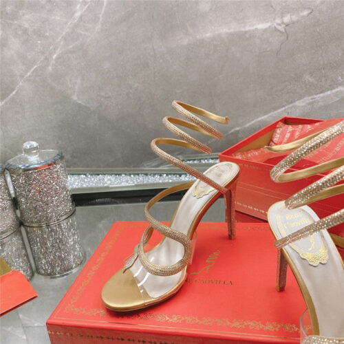 High Quality Luxury Rene Caovilla Snake Crystal High Heel Sandals – Style 00678 product detail