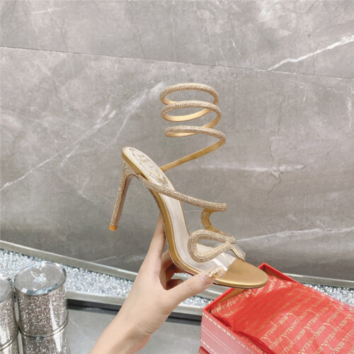 High Quality Luxury Rene Caovilla Snake Crystal High Heel Sandals – Style 00678 product detail