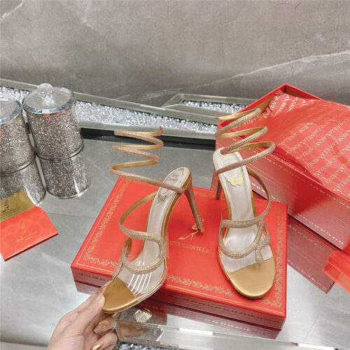 High Quality Luxury Rene Caovilla Snake Crystal High Heel Sandals – Style 00678 product detail