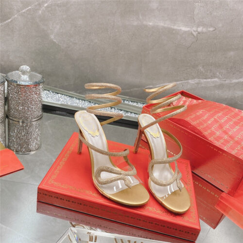 High Quality Luxury Rene Caovilla Snake Crystal High Heel Sandals – Style 00678