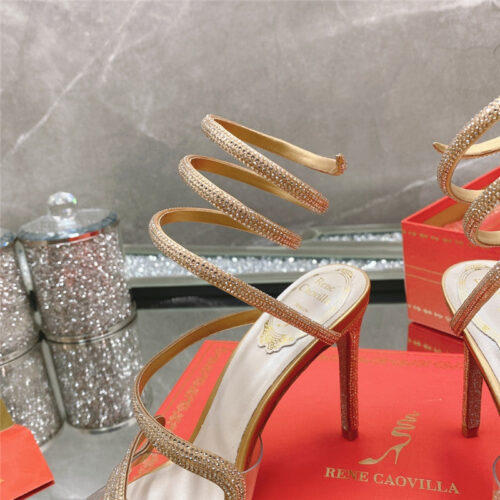 High Quality Luxury Rene Caovilla Snake Crystal High Heel Sandals – Style 00678 product detail