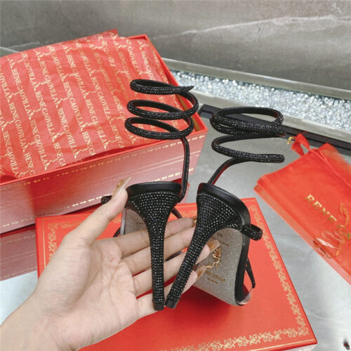 High Quality Luxury Rene Caovilla Snake Crystal High Heel Sandals – Style 36838 product detail