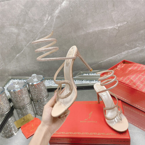 High Quality Luxury Rene Caovilla Snake Crystal High Heel Sandals product detail