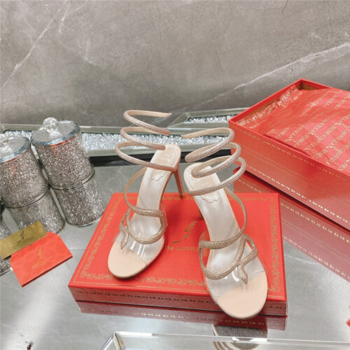 High Quality Luxury Rene Caovilla Snake Crystal High Heel Sandals product detail