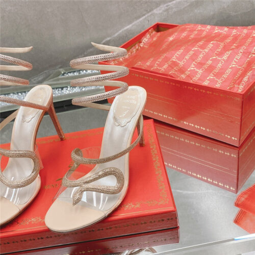 High Quality Luxury Rene Caovilla Snake Crystal High Heel Sandals product detail
