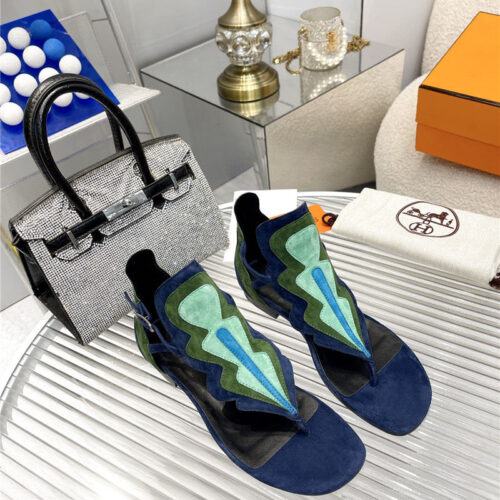 High Quality Luxury Hermes Color Block Sandals – Style 81827