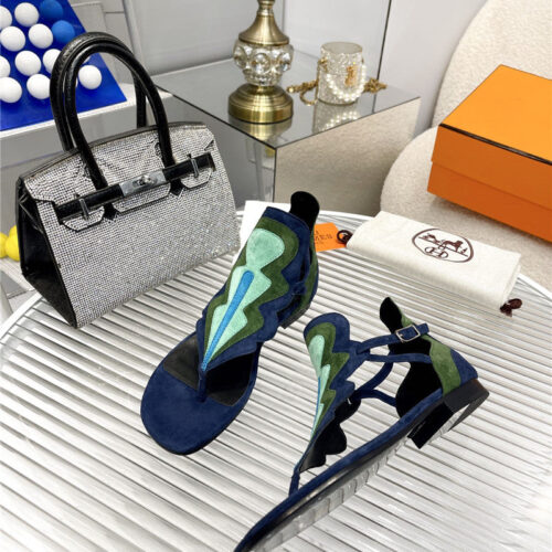 High Quality Luxury Hermes Color Block Sandals – Style 81827 alternate view