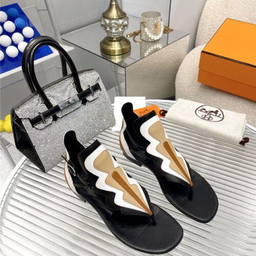 High Quality Luxury Hermes Color Block Sandals – Style 49059