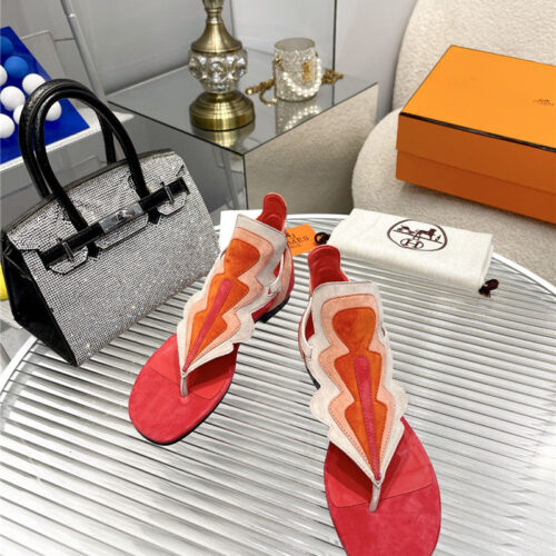 High Quality Luxury Hermes Color Block Sandals product detail
