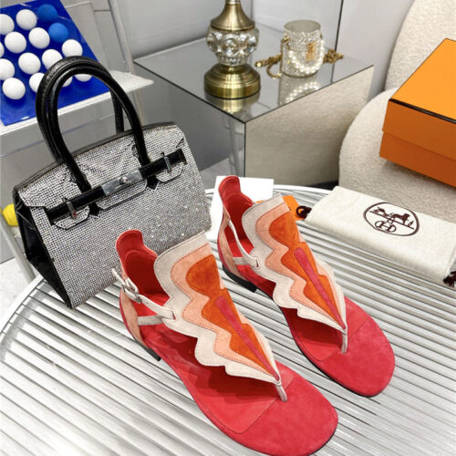 High Quality Luxury Hermes Color Block Sandals