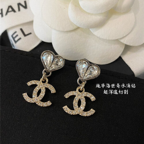 High Quality Luxury Chanel Drop Crystal Diamond Earrings