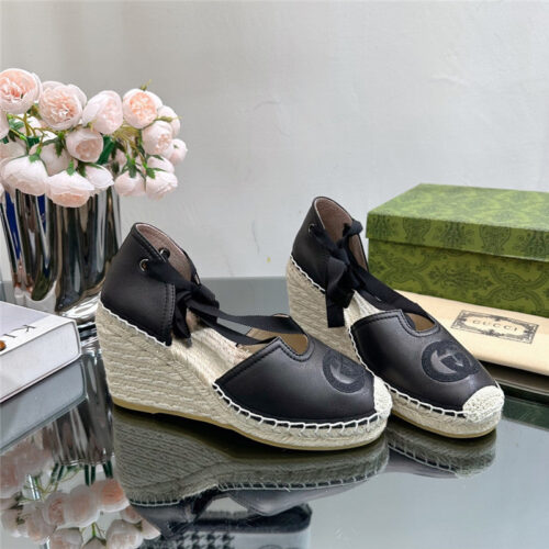 High Quality Luxury Gucci Wedge Fisherman Shoes