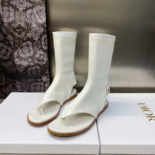 High Quality Luxury Dior New Spirit Clip Toe Casual Flat Elastic Female Sandals