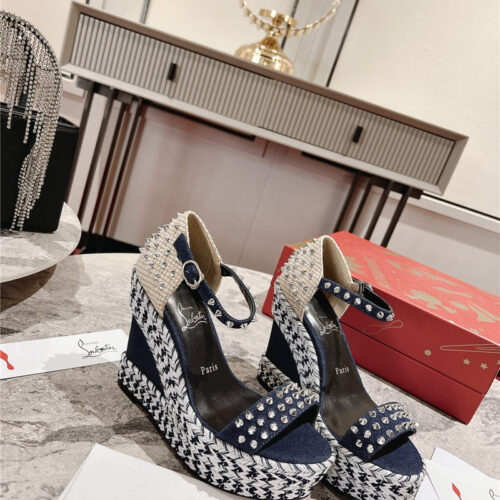 High Quality Luxury Christian Louboutin Mafaldina Zeppa Wedge Sandals – Style 11796