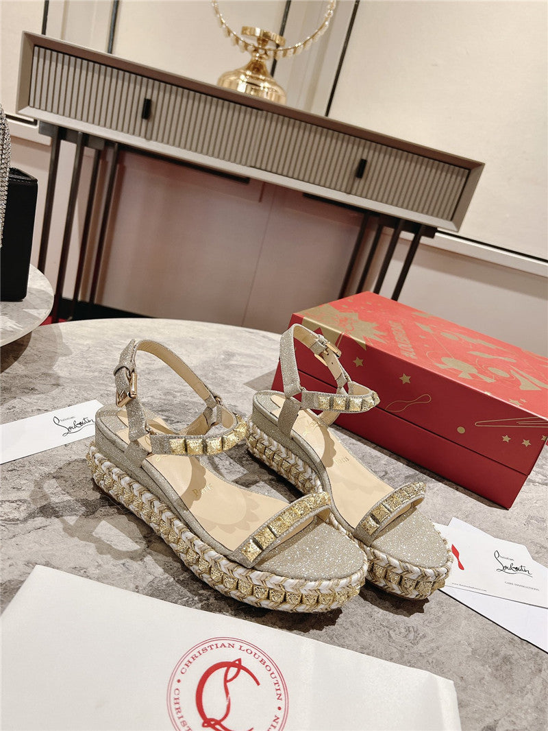 High Quality Luxury Christian Louboutin Wedge Sandals – Style 58548