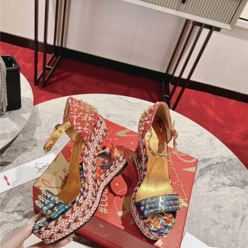 High Quality Luxury Christian Louboutin Mafaldina Zeppa Wedge Sandals alternate view