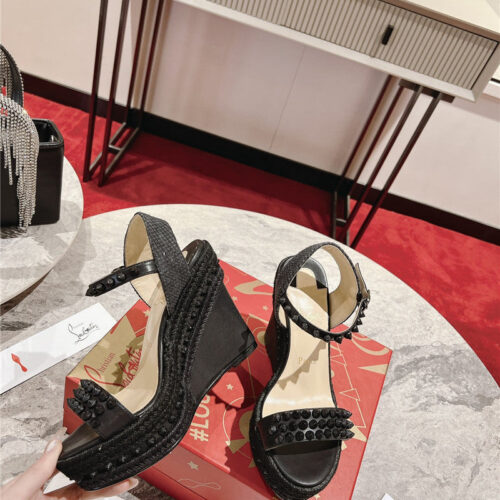 High Quality Luxury Christian Louboutin Mafaldina Zeppa Wedge Sandals – Style 08404 product detail