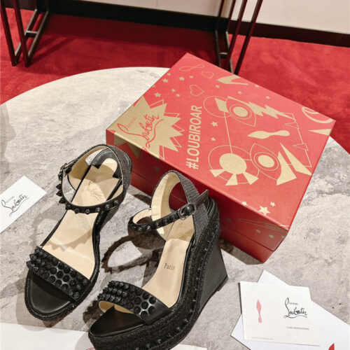 High Quality Luxury Christian Louboutin Mafaldina Zeppa Wedge Sandals – Style 08404 product detail