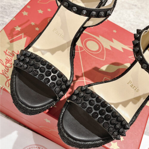 High Quality Luxury Christian Louboutin Mafaldina Zeppa Wedge Sandals – Style 08404 product detail