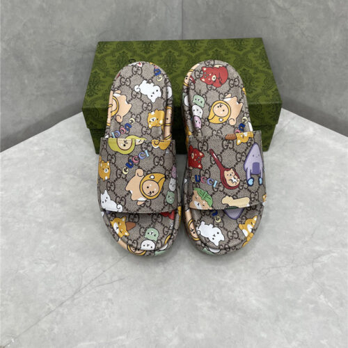 High Quality Luxury Gucci New Animal Graffiti Platform Slippers product detail