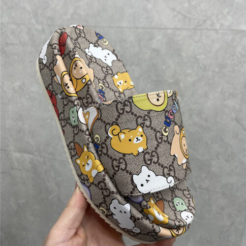 High Quality Luxury Gucci New Animal Graffiti Platform Slippers product detail