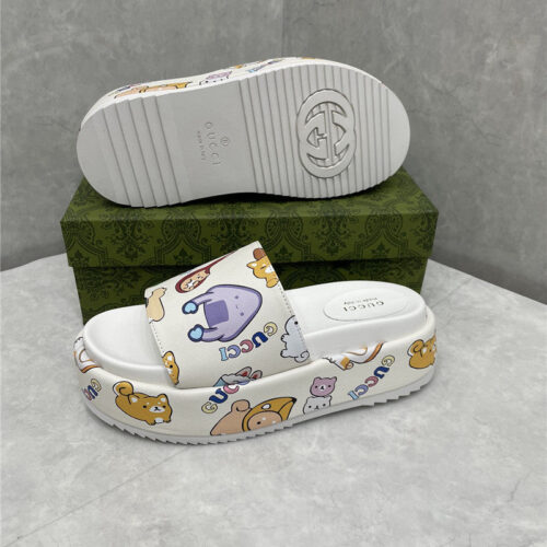 High Quality Luxury Gucci New Animal Graffiti Platform Slippers – Style 73587 product detail