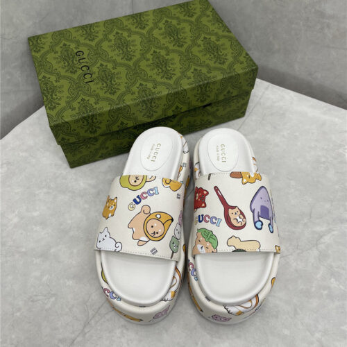 High Quality Luxury Gucci New Animal Graffiti Platform Slippers – Style 73587 product detail