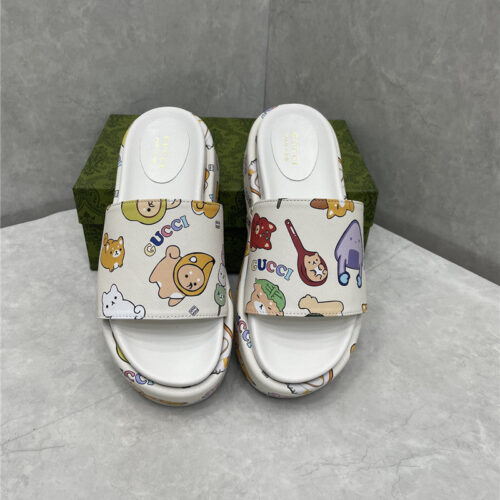 High Quality Luxury Gucci New Animal Graffiti Platform Slippers – Style 73587 product detail