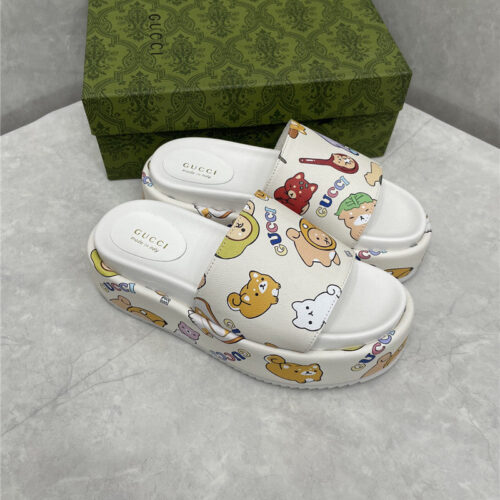 High Quality Luxury Gucci New Animal Graffiti Platform Slippers – Style 73587 product detail